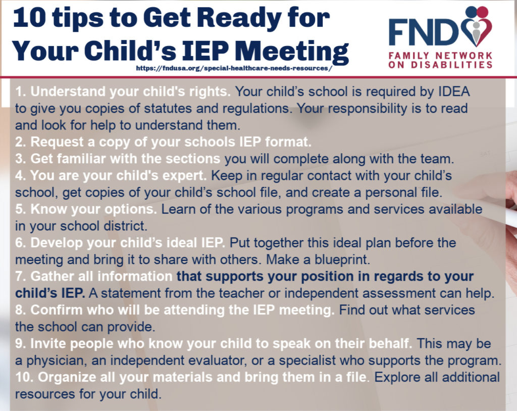 Tips for IEP Meetings - Family Network on Disabilities